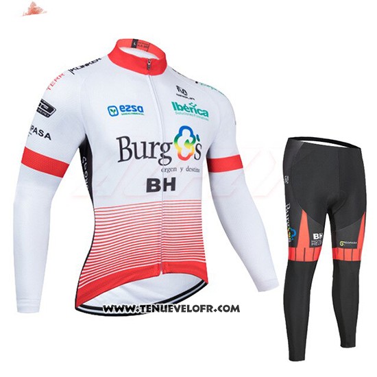 2020 Maillot Ciclismo Burgos BH Blanc et Rouge Manches Longues et Cuissard